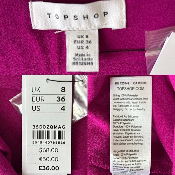 Topshop Trousers Betty Peg High Waisted Pants Magenta Pink Fuchsia Size 4 NWT - Picture 10 of 14